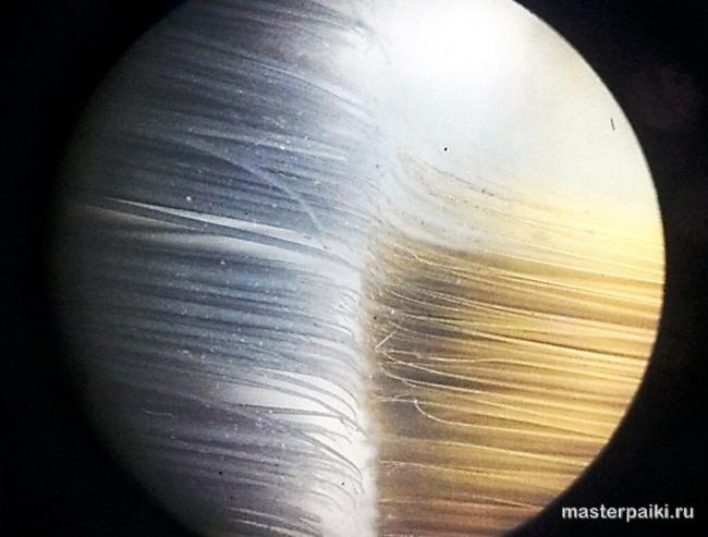 сравнение толщины ворсинок