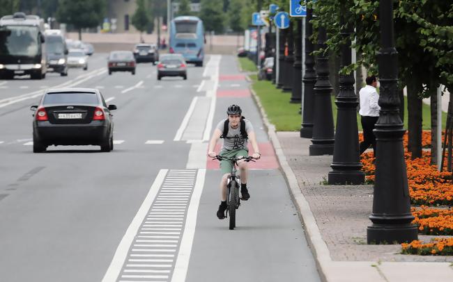 Веломаршрут на Петроградской набережной в Санкт-Петербурге