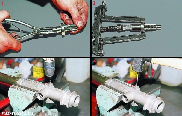 Снятие подшипника с червяка и выбивание игольчатого подшипника