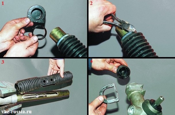 Снятие защитного чехла с картера рейки