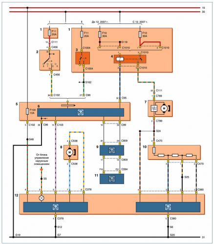 Ford Focus II. Схемы электрооборудования. Схемы включения отопления, вентиляции, кондиционирования. Аудиосистема и система управления автоматической трансмиссией