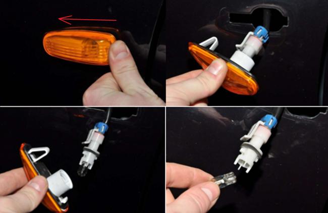 Замена ламп боковых поворотников Лады Гранта