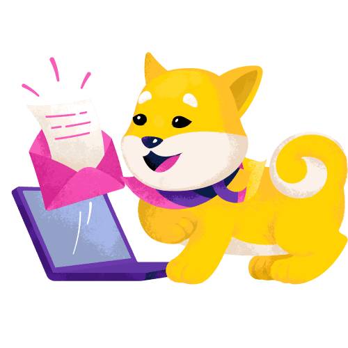 Стикер: корги смотрит почту