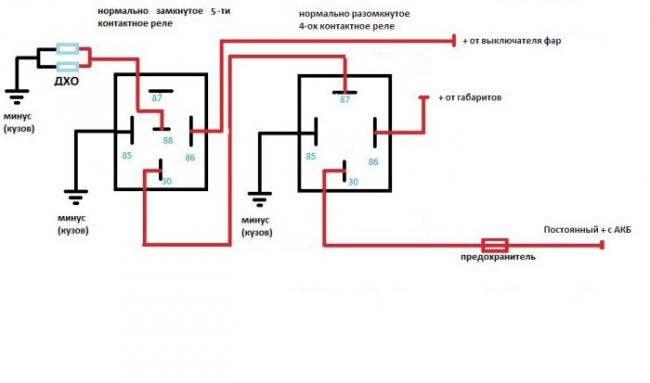 схема 5 контактное реле дхо