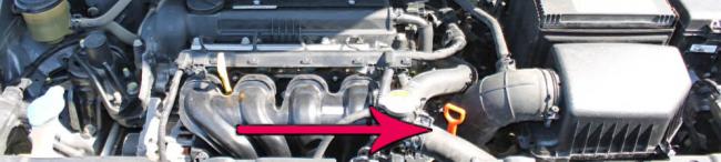 Щуп проверки уровня масла на автоматической коробке перадач Хёндай Солярис